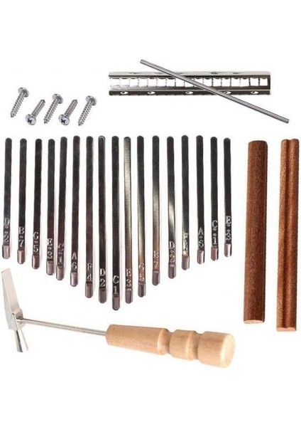 2 Adet 17 Tuşlar Kalimba Dıy Tuşları ve Köprü ve Tuning Çekiç Kiti Thumb Piyano Aksesuarları (Yurt Dışından)