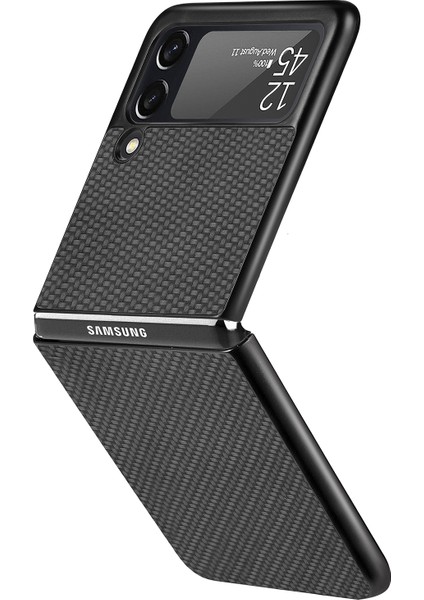 Samsung Galaxy Z Flip3 5g Için Çapraz Pc Koruyucu Kılıf Siyah