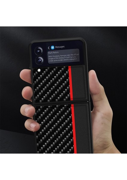 Samsung Galaxy Z Flip3 5g Için Karbon Fiber Doku Kılıf Sarı fırsatları