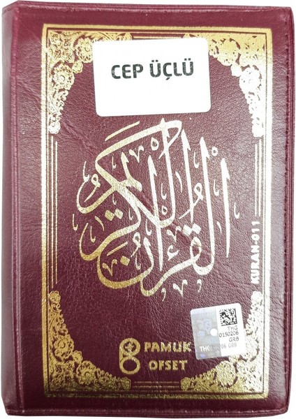 Pamuk Yayınları Fermuarlı 3'lü Kuran-I Kerim Kırmızı Cep Boy