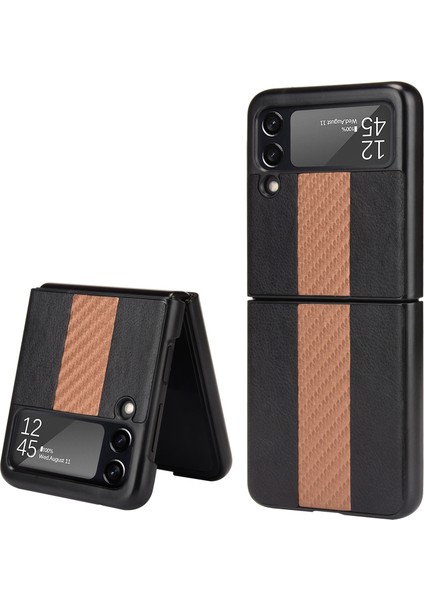 Samsung Galaxy Z Flip3 5g Için Litchi Doku Telefon Kılıfı Siyah fiyatları