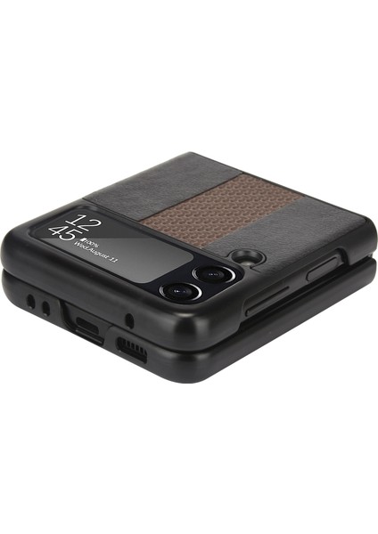 Samsung Galaxy Z Flip3 5g Için Litchi Doku Telefon Kılıfı Siyah modelleri