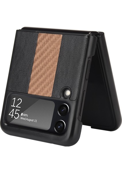 Samsung Galaxy Z Flip3 5g Için Litchi Doku Telefon Kılıfı Siyah fırsatları