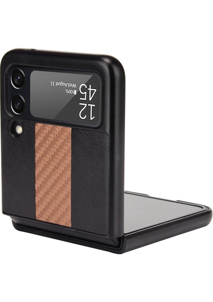 Samsung Galaxy Z Flip3 5g Için Litchi Doku Telefon Kılıfı Siyah indirimleri