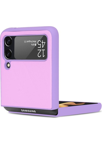 Samsung Galaxy Z Flip3 5g Için Düz Doku Telefon Kılıfı Mor fırsatları