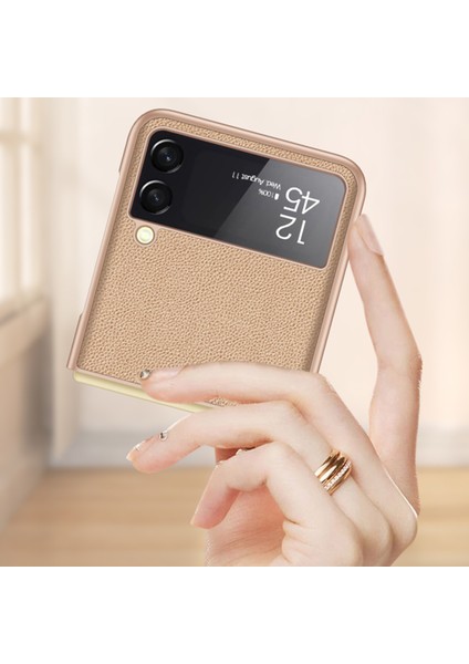 Samsung Galaxy Z Flip3 5g Için Ultra Ince Deri Kılıf Altın fiyatları