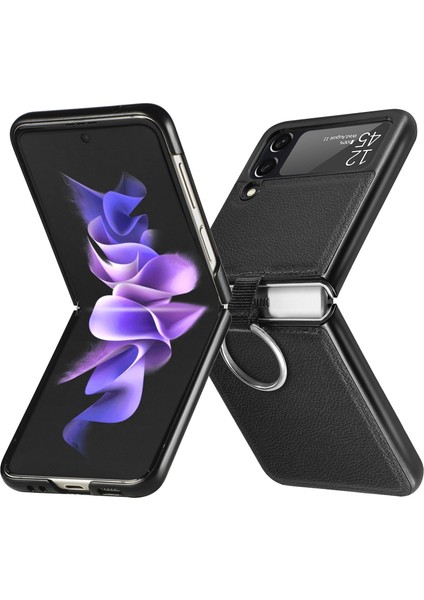 Samsung Galaxy Z Flip3 5g Için Litchi Desen Katlanır Kılıf Siyah fiyatları