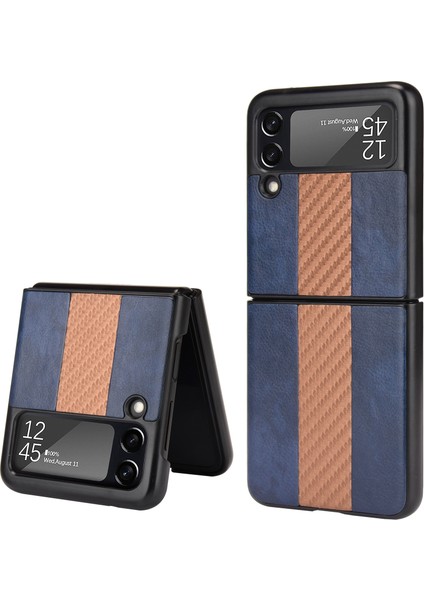 Samsung Galaxy Z Flip3 5g Için Litchi Doku Telefon Kılıfı Mavi fiyatları