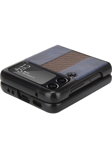 Samsung Galaxy Z Flip3 5g Için Litchi Doku Telefon Kılıfı Mavi modelleri