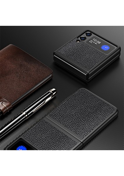 Samsung Galaxy Z Flip3 5g Için Çapraz Doku Kılıf Siyah modelleri