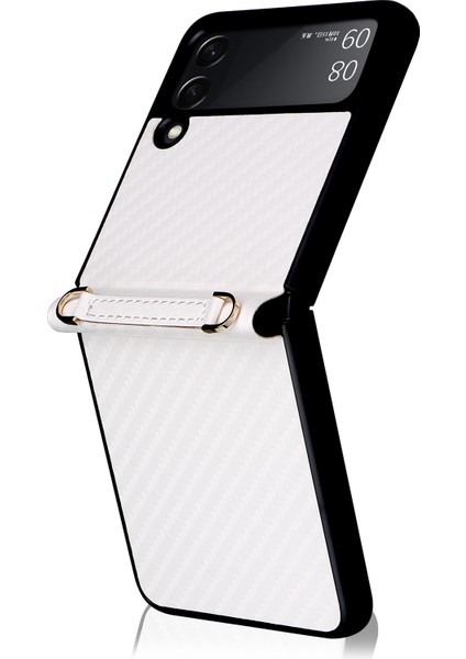 Samsung Galaxy Z Flip3 5g Için Karbon Fiber Doku Kılıf Beyaz