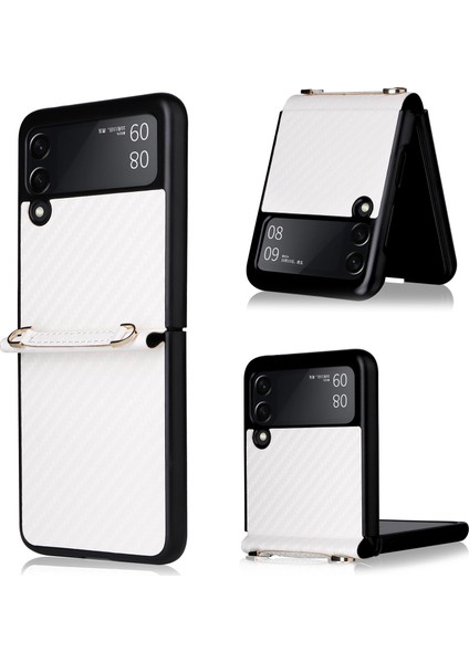 Samsung Galaxy Z Flip3 5g Için Karbon Fiber Doku Kılıf Beyaz fiyatları