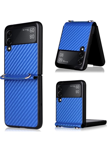 Samsung Galaxy Z Flip3 5g Için Karbon Fiber Doku Kılıf Mavi fiyatları