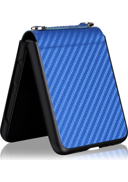 Samsung Galaxy Z Flip3 5g Için Karbon Fiber Doku Kılıf Mavi modelleri