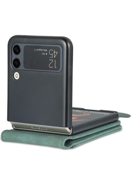Azns Cilt Samsung Galaxy Z Için Pu + Tpu Kılıf Hissediyorum Flip3 5g Yeşil fırsatları