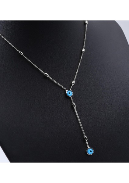 Ahşap Kutulu Nazar Boncuklu Gümüş Renk Kolye & Bileklik Hediye Seti fiyatları