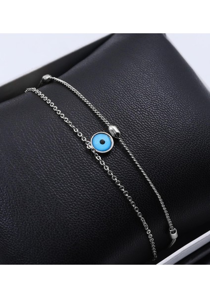 Ahşap Kutulu Nazar Boncuklu Gümüş Renk Kolye & Bileklik Hediye Seti modelleri