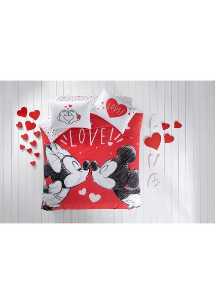 Lisanslı Çift Kişilik Nevresim Takımı Minnie Mickey Lovely