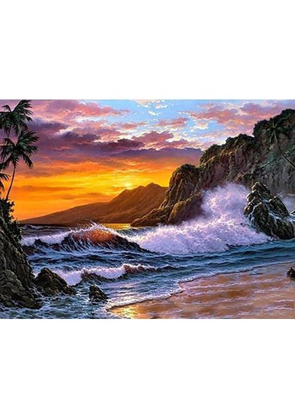Dalgaların Hışırtısı Sayılarla Boyama SETI60X75 cm Tuval Şasesine Gerili