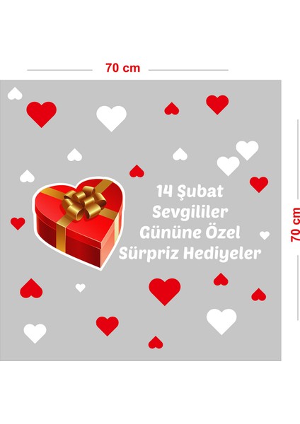 Şerit Şeklinde Kurdela 14 Şubat Sevgililer Gününe Özel Tüm Ürünlerde Kmpanya Vitrin Sticker 70CM