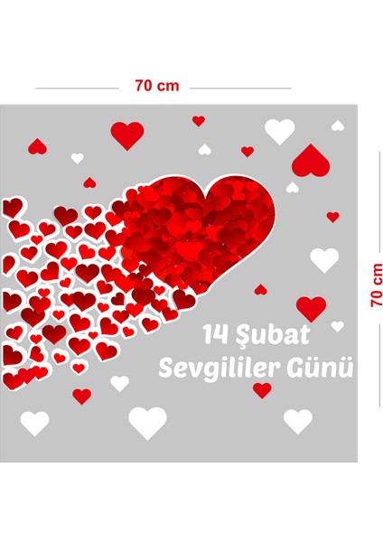 Sevimli Eros ve Kalpler Sevgililer Günü Cam Vitrin Oda Stickerı 70CM