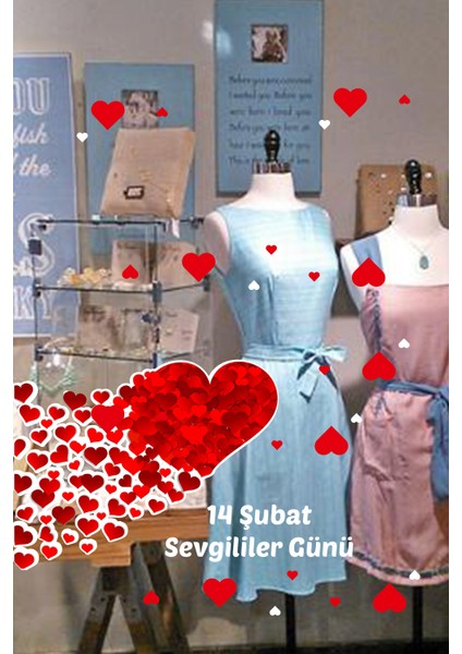 Sevimli Eros ve Kalpler Sevgililer Günü Cam Vitrin Oda Stickerı 70CM