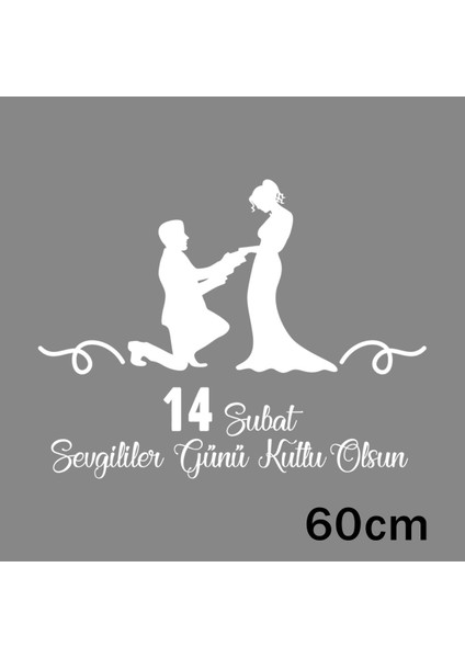 14 Şubat Sevgililer Günü Indirimi Sticker Yapıştırma 60CM - Beyaz