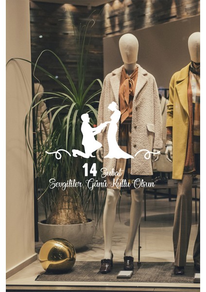 14 Şubat Sevgililer Günü Indirimi Sticker Yapıştırma 60CM - Beyaz fiyatları