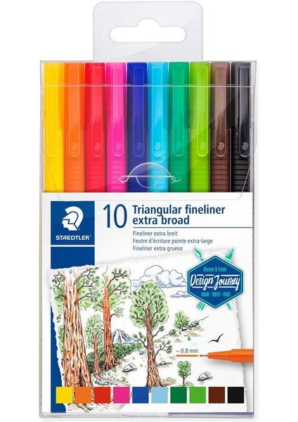 Staedtler Triplus Broadliner Kalem 0.8mm 10 Renk Set