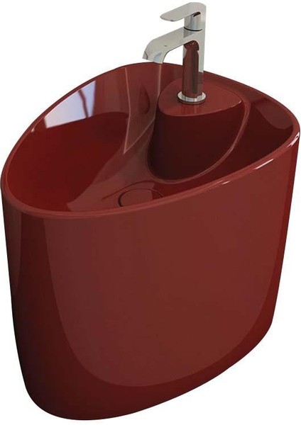 Bocchi Etna Monoblok Lavabo Tezgah Üstü Armatür Delikli Parlak Kırmızı 1343-019-0126