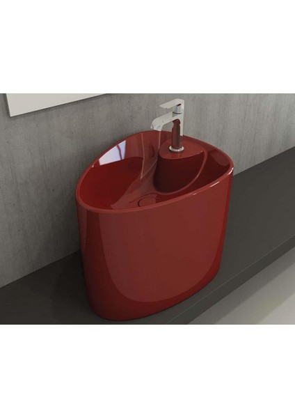 Bocchi Etna Monoblok Lavabo Tezgah Üstü Armatür Delikli Parlak Kırmızı 1343-019-0126 fiyatları
