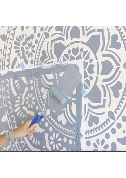 Lovely Büyük Boy Mandala Duvar Dekoratif Hazır Şablon 100 cm