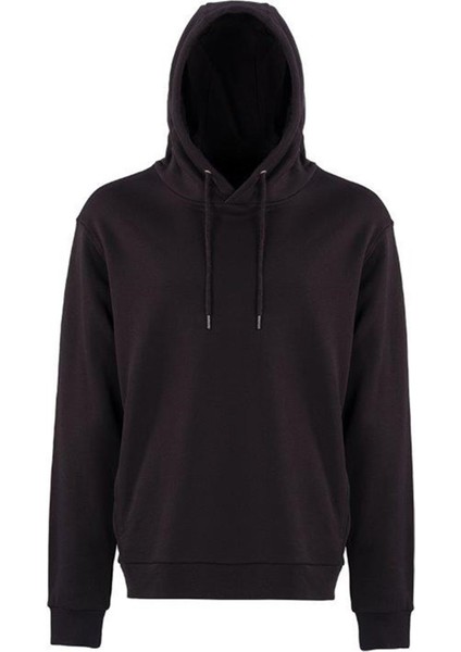 Basic Hoodie Siyah Erkek Sweatshirt 100565110V1