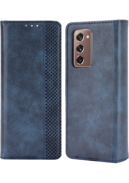 Galaxy Z Fold2 5g Için Manyetik Tokalı Telefon Kılıfı - Mavi (Yurt Dışından)