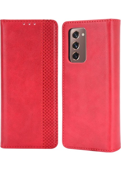 Galaxy Z Fold2 5g Için Manyetik Tokalı Telefon Kılıfı - Kırmızı (Yurt Dışından)