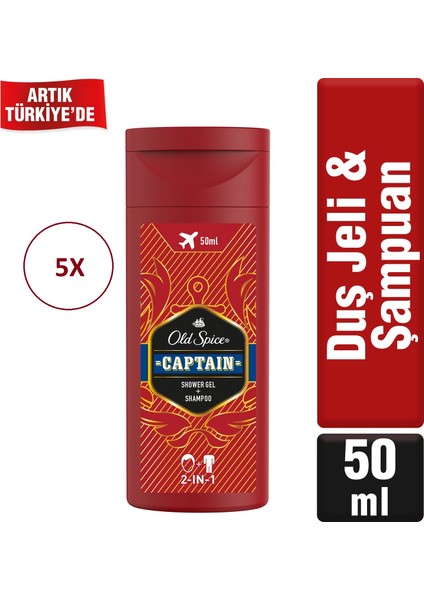 Duş Jeli & Şampuan Captain 50 ml 5 Adet