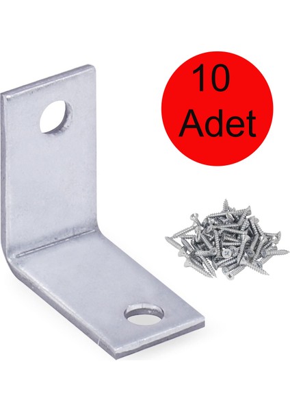 10 Adet Mobilya Dolap Köşe Bağlantı Sabitleme L Demir Gönye (25X25X15 Mm)