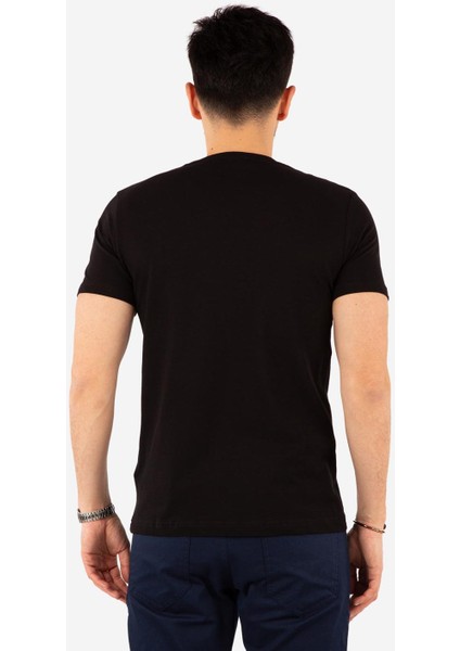 Regular Fit V Yaka %100 Pamuk Kısa Kollu Basic Penye T-Shirt-PE3602TY22