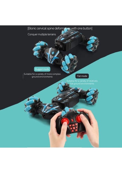 Rc Dublör Araba, 4WD 2.4ghz Erkek Kız 8-12 Için Hareket Sensörlü Uzaktan Kumandalı Araba, Işıklı Sprey 360 ° Flipsli Canavar Kamyon, Çift Taraflı Dönen Yol Aracı