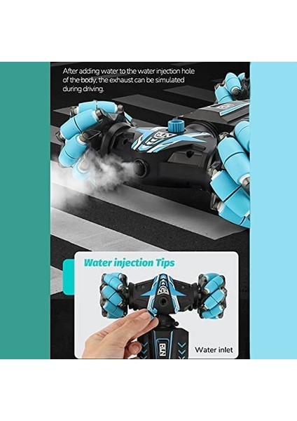 Rc Dublör Araba, 4WD 2.4ghz Erkek Kız 8-12 Için Hareket Sensörlü Uzaktan Kumandalı Araba, Işıklı Sprey 360 ° Flipsli Canavar Kamyon, Çift Taraflı Dönen Yol Aracı