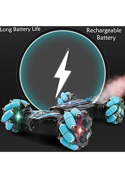 Rc Dublör Araba, 4WD 2.4ghz Erkek Kız 8-12 Için Hareket Sensörlü Uzaktan Kumandalı Araba, Işıklı Sprey 360 ° Flipsli Canavar Kamyon, Çift Taraflı Dönen Yol Aracı