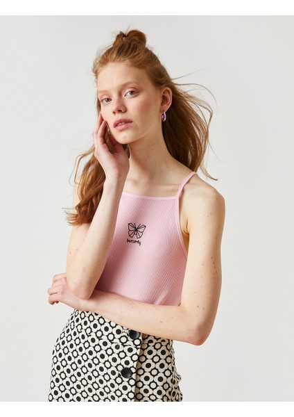 Halter Yaka Kelebek Baskılı Atlet