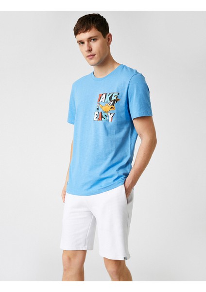 Erkek Duffy Duck Oversize Tişört Lisanslı Baskılı