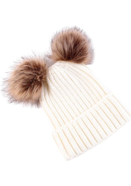 Sevimli Yenidoğan Bebek Kız Erkek Kış Örme Şapkalar Beyaz Kapaklar (Yurt Dışından)