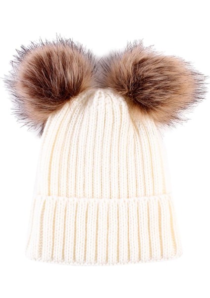 Sevimli Yenidoğan Bebek Kız Erkek Kış Örme Şapkalar Beyaz Kapaklar (Yurt Dışından) fiyatları