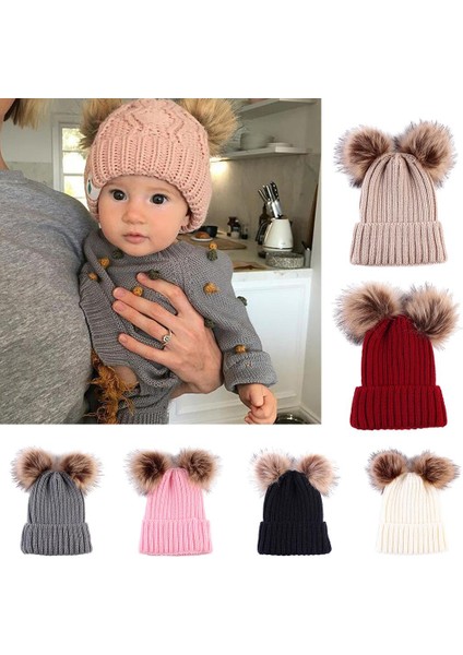 Sevimli Yenidoğan Bebek Kız Erkek Kış Örme Şapkalar Beyaz Kapaklar (Yurt Dışından) fırsatları