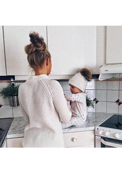 Sevimli Yenidoğan Bebek Kız Erkek Kış Örme Şapkalar Beyaz Kapaklar (Yurt Dışından) indirimleri