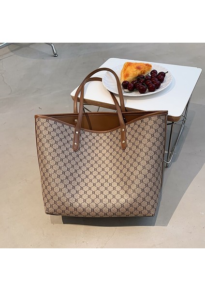 2 Adet/takım Lüks Tasarımcı Kadın Trendleri Içın Kapali Tote Çanta Tasarımcı Çızgili Shopper Omuz Alışveriş Çantası (Yurt Dışından) fiyatları