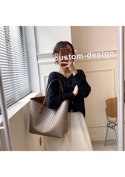 2 Adet/takım Lüks Tasarımcı Kadın Trendleri Içın Kapali Tote Çanta Tasarımcı Çızgili Shopper Omuz Alışveriş Çantası (Yurt Dışından) indirimleri