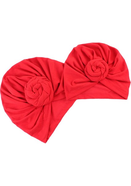 Anne ve Bebek Çiçek Türban Şapka Anne ve Bebek Üst Şapka Toddler Kırmızı Ayarla (Yurt Dışından)